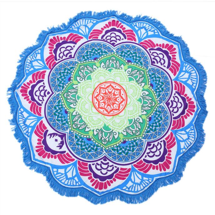 Microfiber Strandlaken Kwastje Indian Mandala Tapestry Lotus Gedrukt Bohemian Yoga Mat Bikini Cover-Up Deken Badhanddoek: Blue C Towel