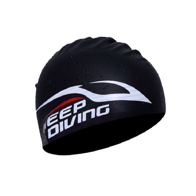 De silicona tela de poliuretano impermeable proteger las orejas Pelo Largo deportes gorro de piscina de natación de 3D forma ergonómica gorras de natación: Negro