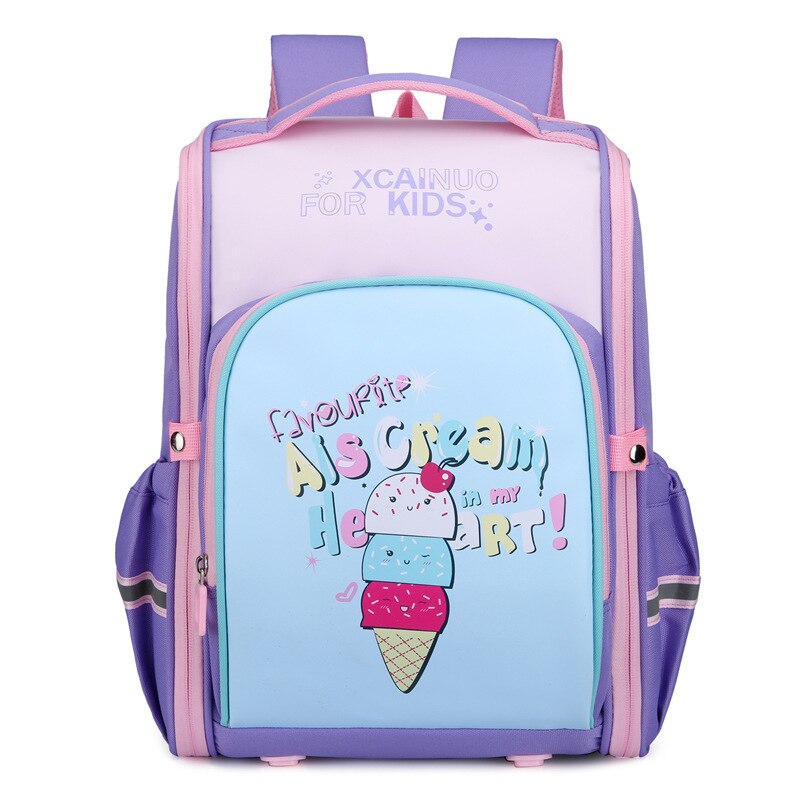 Creatieve Cartoon Jongens Schooltassen Voor Kinderen Dinosaurus Rugzak Orthopedische Satchel Meisjes Basisschool Rugzakken Grade1-3: purple ice cream