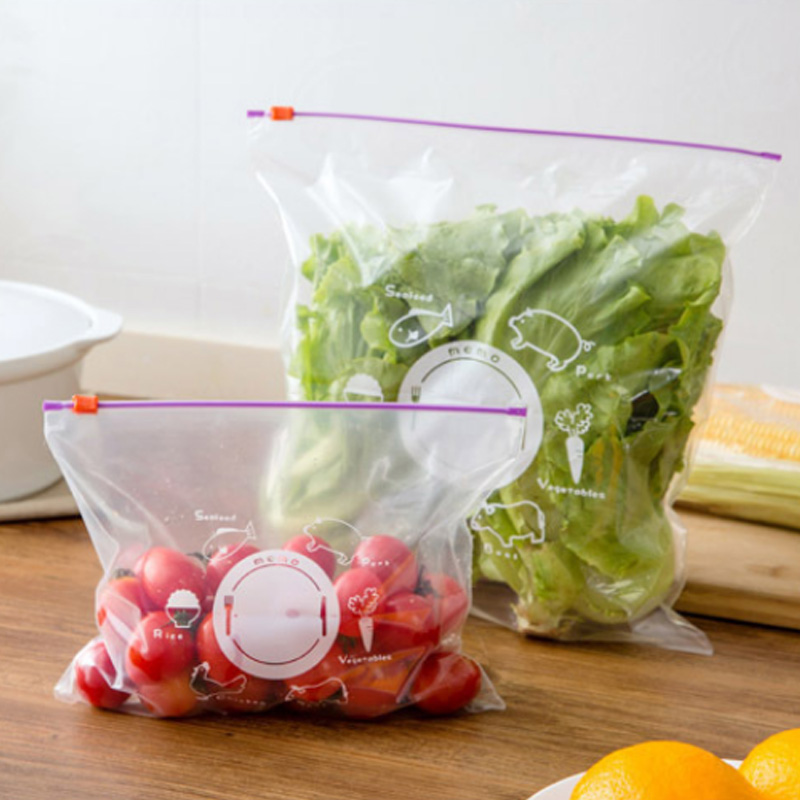 Bolsa de almacenamiento de frutas y verduras de PVC para mantener la frescura 10 Uds., bolsas selladas con cremallera para conservar la congelación, herramientas de almacenamiento de alimentos para Cocina