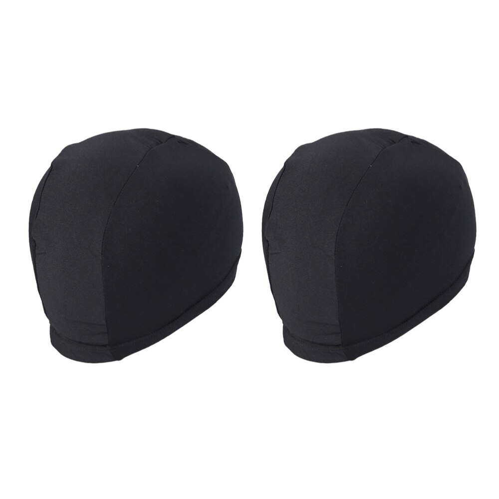 Soft Adult Swim Cap Polyester Cloth Fabric Bathing Cap Men and Women Swimming Hat Caps for Water Sports (Light Blue): Black