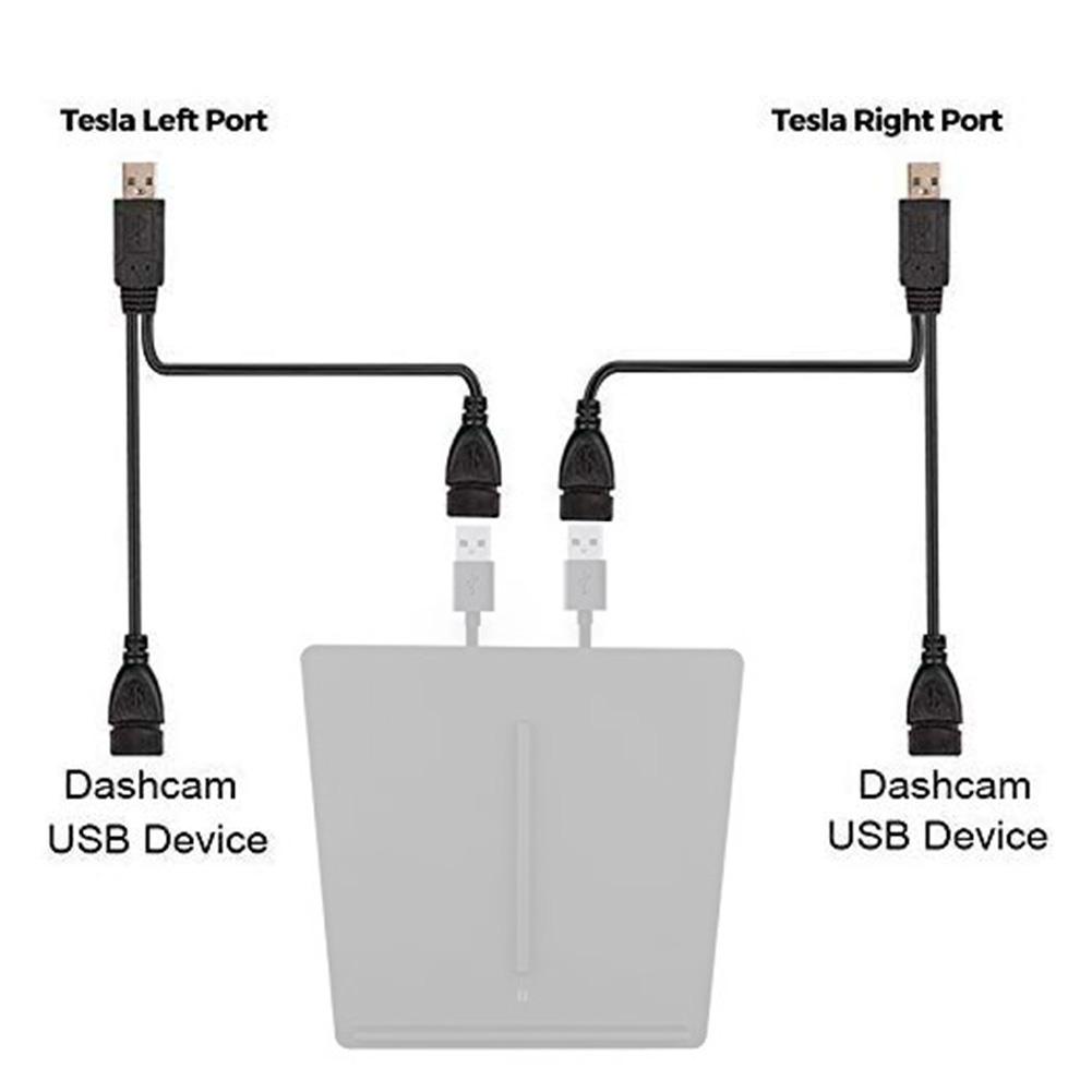 USB Splitter Cable 2 Port Data Transmission Charging Hub for Tesla Model 3