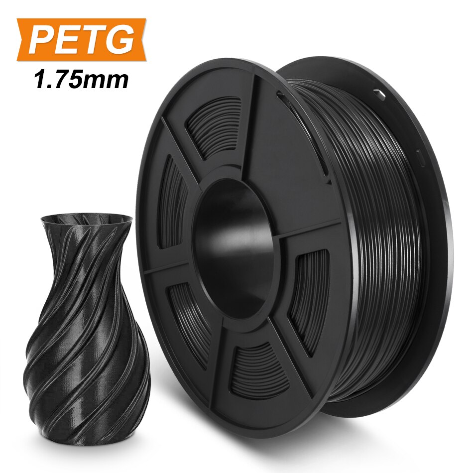 SUNLU 1,75 PETG 3D Drucker Filament Durchscheinend PETG 3d Filament 1KG Mit Spule Schnelle: PETG-Schwarz
