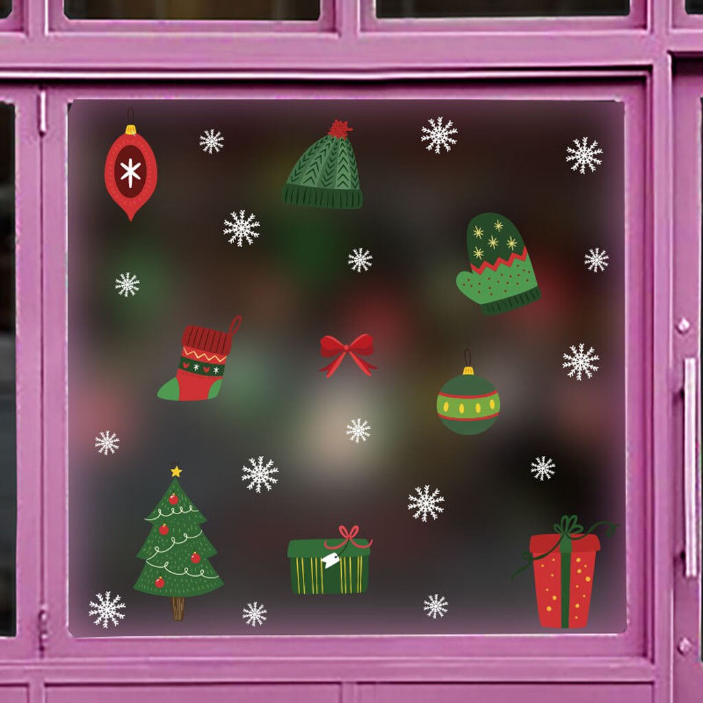 #31 noël combinaison fenêtre verre décoration électrostatique autocollant mural décorations de noël pour la maison navidad: B