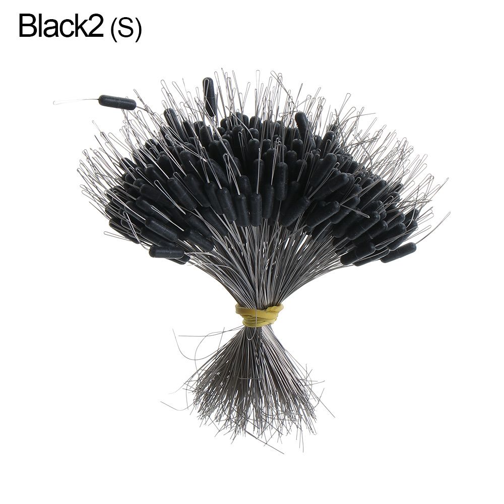 300pcs/pack Black Float Fishing Bobber Silicone Stopper Space Bean Connector Fishing Line Resistance Fishing Accessories 3 Sizes: S-black 2