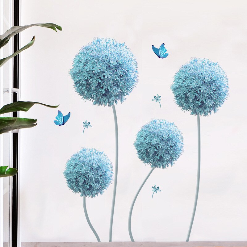 Large Blue Flower wall Stickers Home Decor Wall Decals 3d Wall Sticker Flower Living Room Decoration Large Vinyl Wall Murals: A