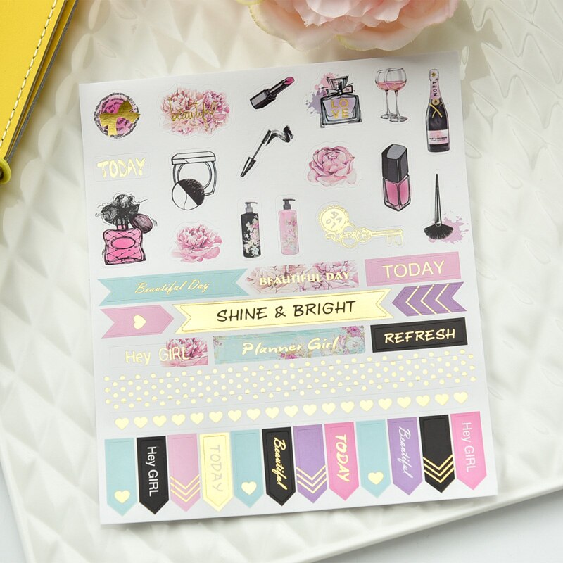 KLJUYP Gelukkig Eenhoorn Folie Goud Papier Planner Stickers Boekje voor Scrapbooking Gelukkig Planner/Card Making/Journaling Project