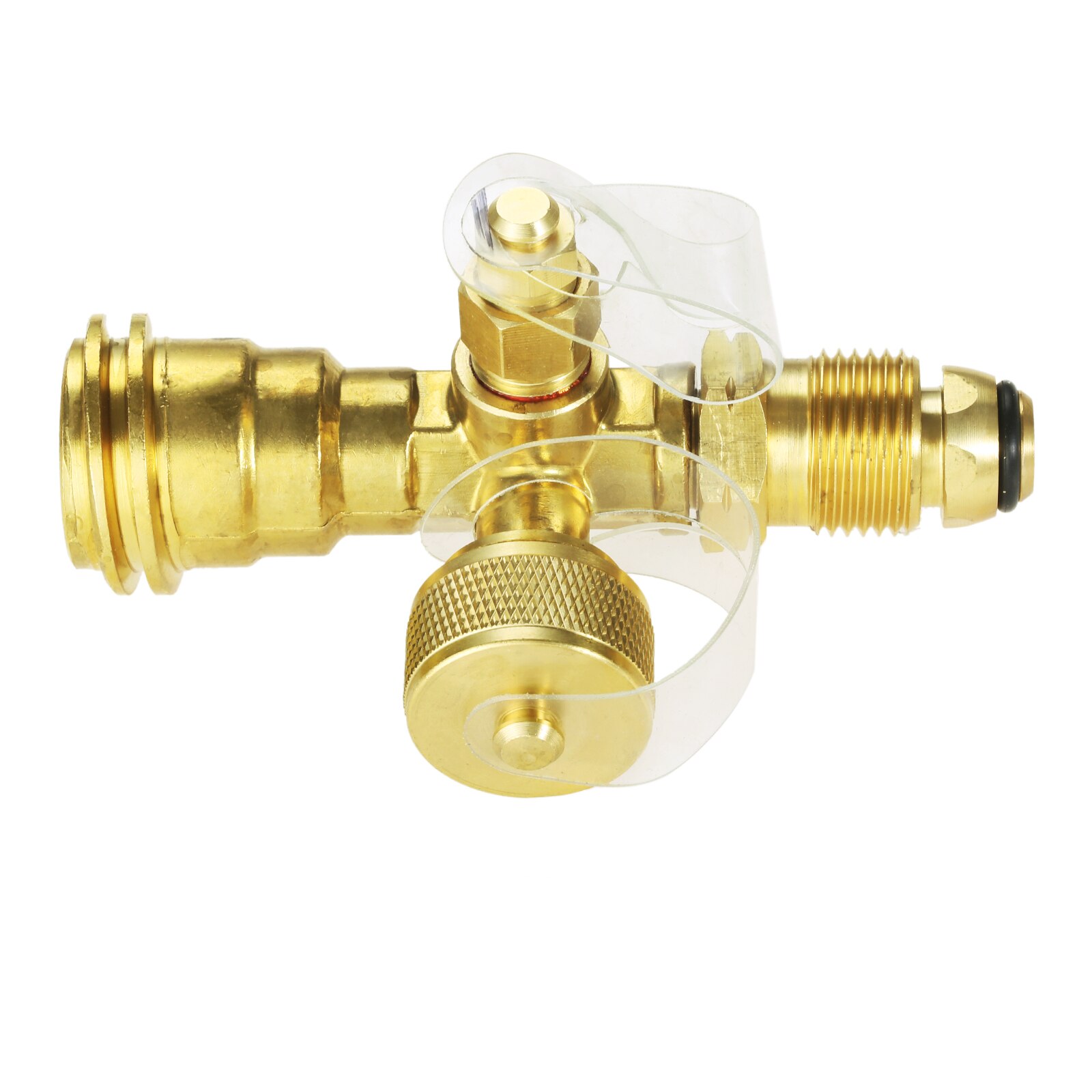 dophee 1pc Propane Cylinder Brass Tee with 4 Port Adapter for Motorhomes Tank RV Camping