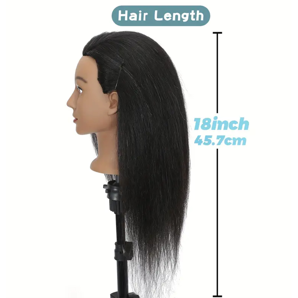 African Mannequin Head Real Hair Hairdresser Training Head With Tripod Manikin Cosmetology Doll Head For Braiding Styling