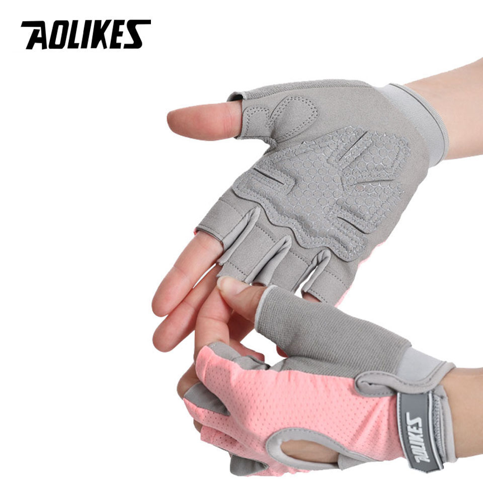 Aolikes 1 paar fitnesshandschoenen voor bodybuilding, sport, fitness, dumbbell workout, ademende handschoenen voor crossfit en gewichtheffen