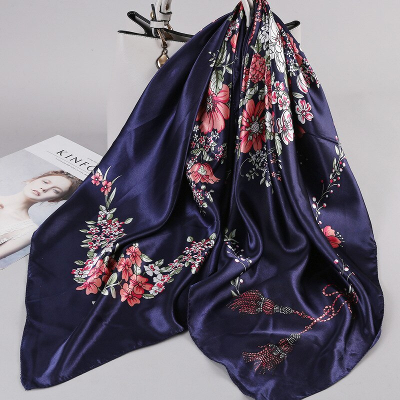 Sciarpa testa di seta Foulard per donna moda sciarpa per capelli quattro stagioni 90*90cm Hijab Foulard i&quot;bandana Femme: BK40-6