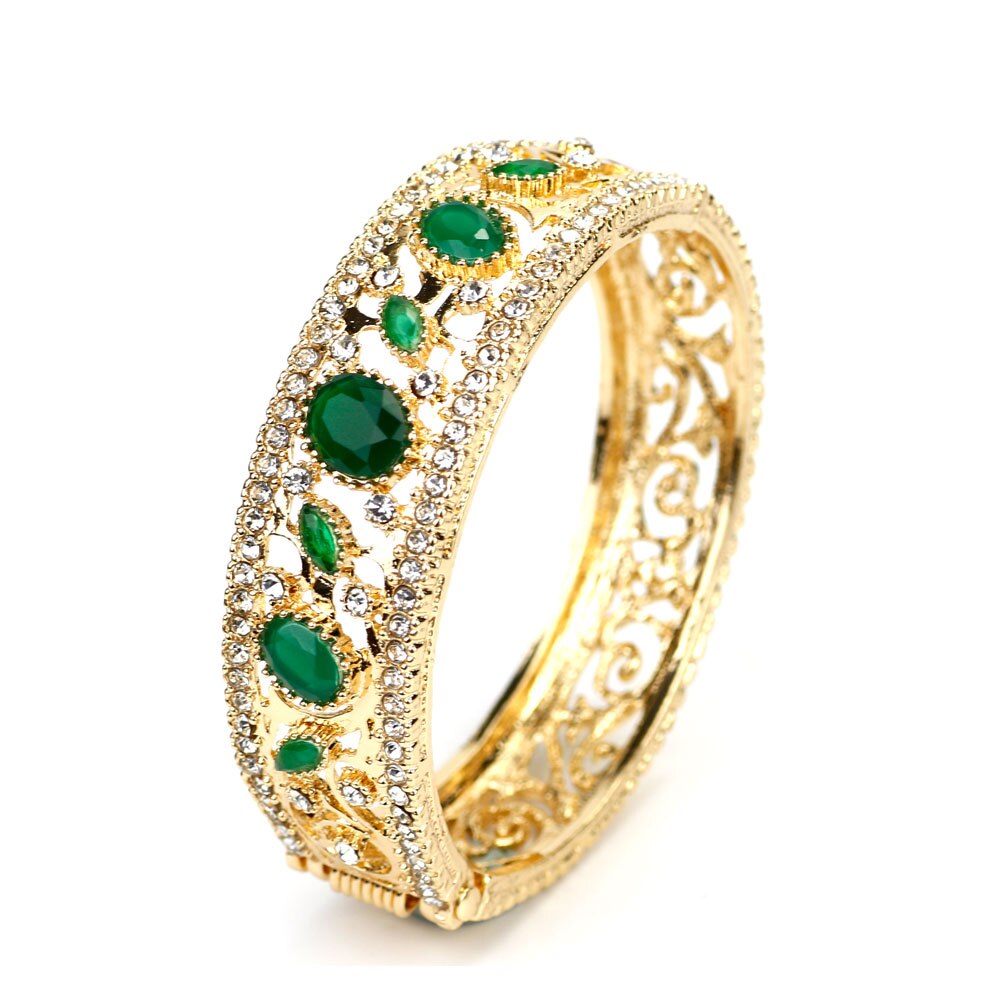 Simulation Schmuck Türkische Frauen Armreifen Blume Manschette Harz Armbänder Arabischen Ethnische Antike Pulseiras Feminino Damen Lieblings: 1571Grün