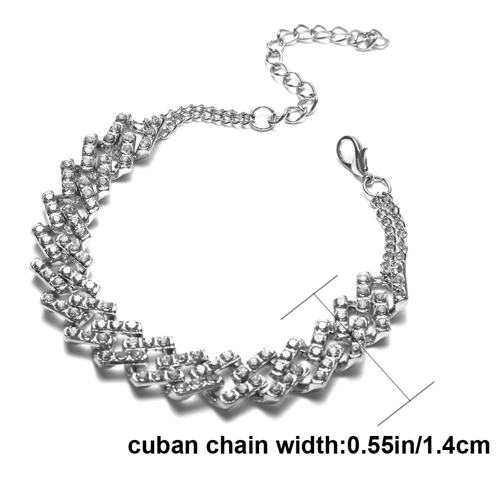 Tobillera ostentosa con diamantes de imitación para Eslabón cubano, cadenas para el tobillo, sandalias para mujer, cadena para pies descalzos, joyería al por mayor
