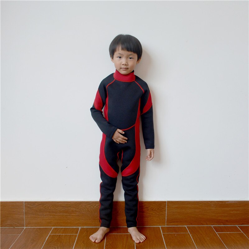 Wyoturn 2.5Mm Terug Zip Volledige Wetsuit Peuter Jongens En Meisjes Dikker Warme Surf Duikpak Kids Zonnebrandcrème Kinderen Duiken nat Pak: Red / 14weight 45 to 50kg