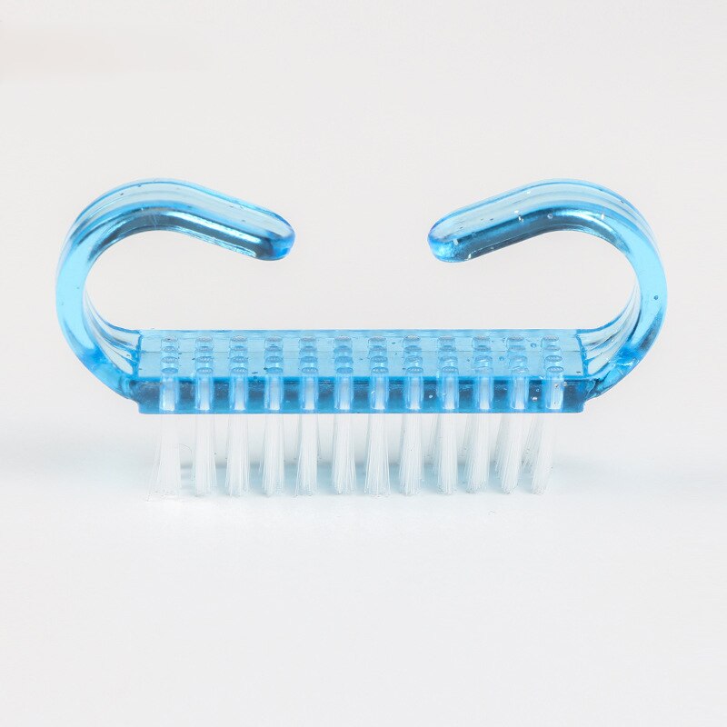 5 stk plast rensebørste mini ren negle ansigt neglerester støv børste håndtag skrubbe børste værktøj negle diy børste: Blå