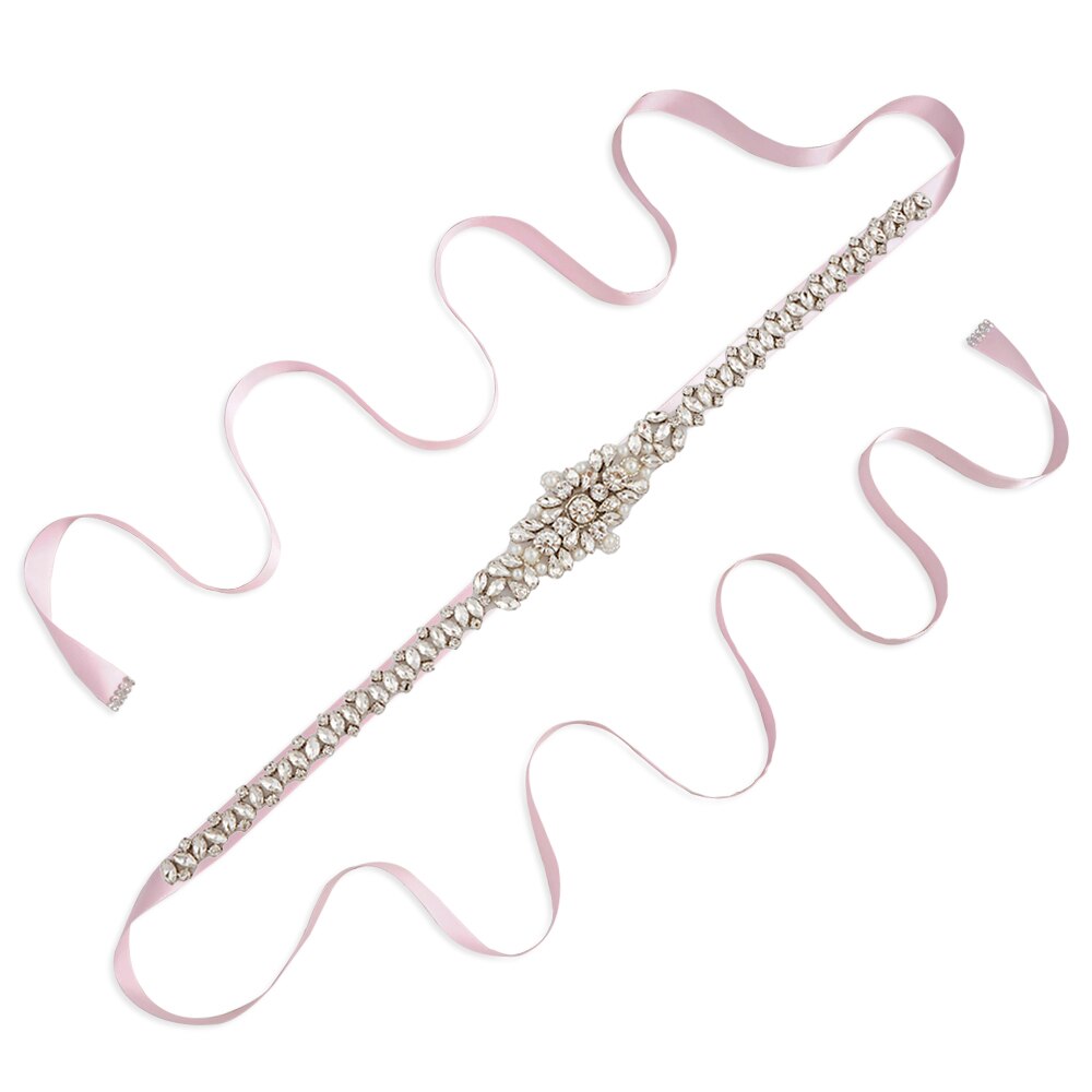 Trixy  s350 luxe bruidsgordel met strass steentjes, kristallinten, bruidsgordels, bruidsmeisjesjurken, accessoires: Roze