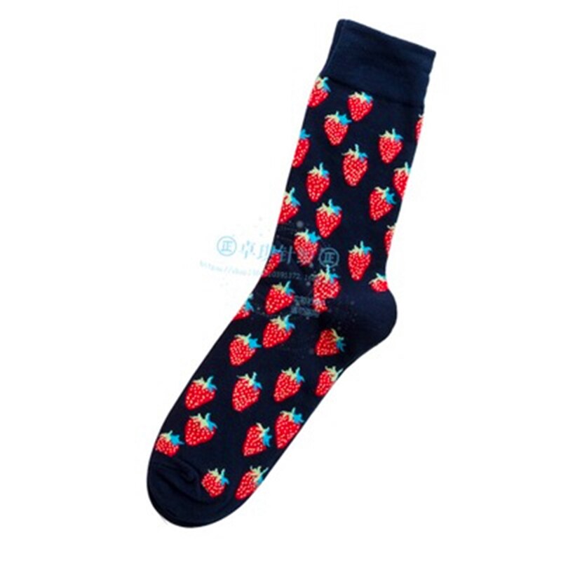 Citroen, Gele Banaan, Aardbei, Roze Banaan, Peer Fruit Unisex Katoenen Sokken ZQ023: ZQ023- strawberry