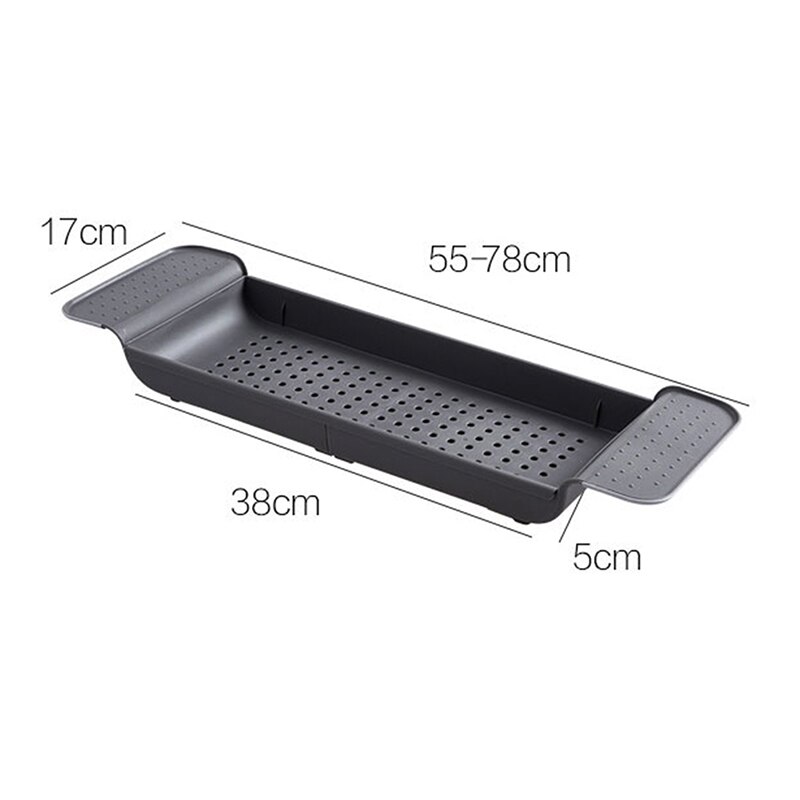Adjustable Bathroom Storage Rack Expandable Bathtub Shelf Tray Shower Caddy Tray Bowl Fruit Towel Holder Home Organizer: black