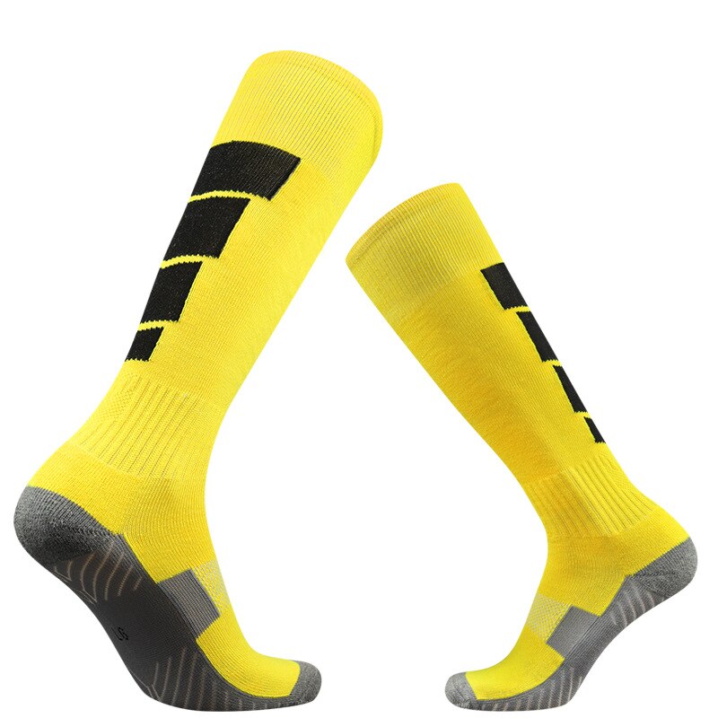 Parent-child Football Sports Socks Men Women Long Tube Thick Knee-high Non-slip Towel Bottom Compression Socks: YELLOW / adult EUR 39-45