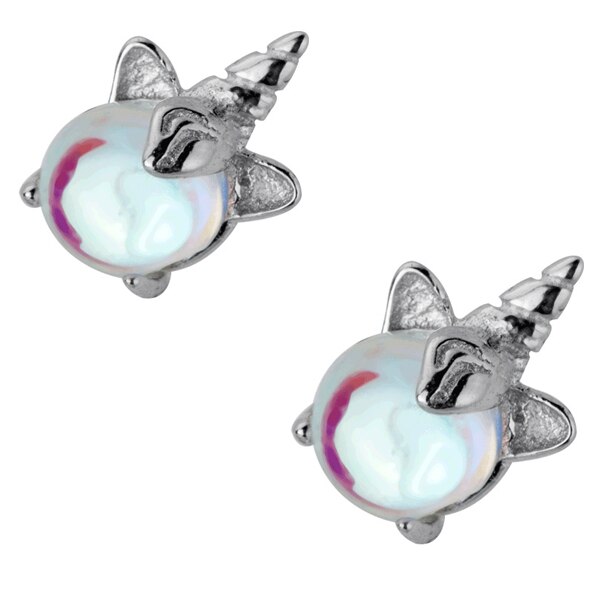 Mloveacc S925 Sterling Zilver Vrouwelijke Oorbellen Koreaanse Kleine Verse Cartoon Mooie Asymmetrische Rainbow Stud Oorbellen Voor Meisjes: Unicorn