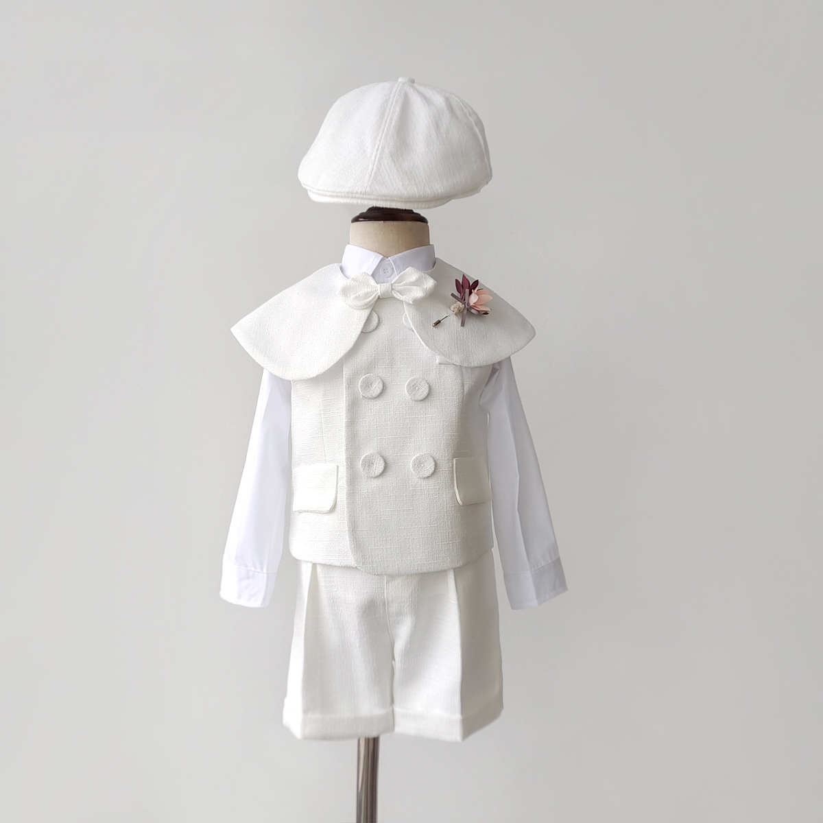 Boutique-dragt til baby dreng, dåbstøj, hvidt vestsæt, herretøj til børn, 1-4 år, fødselsdag, bryllupsfesttøjsæt