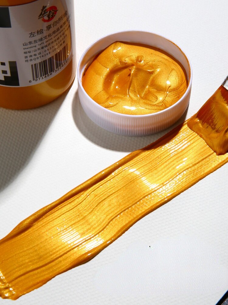 Metallic Acrylic Paint Silver Gold DIY Hand Painted Wall Painting Shoes Stone Statue Waterproof and Fading Graffiti Paint: Gold / 300ML