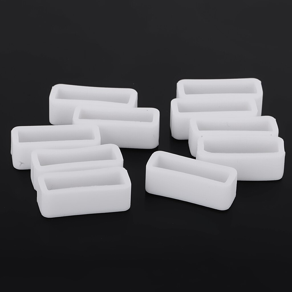 10 pièces montre bracelet boucle cerceau noir PVC Silicone caoutchouc boucle support de retenue 20mm: White 20mm