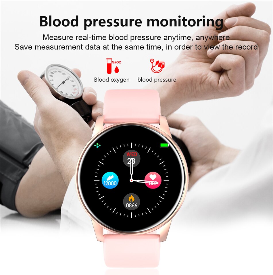 Kvinder smart ur i realtid vejrudsigt aktivitetsmåler pulsmåler sport dame smart ur mænd til android ios