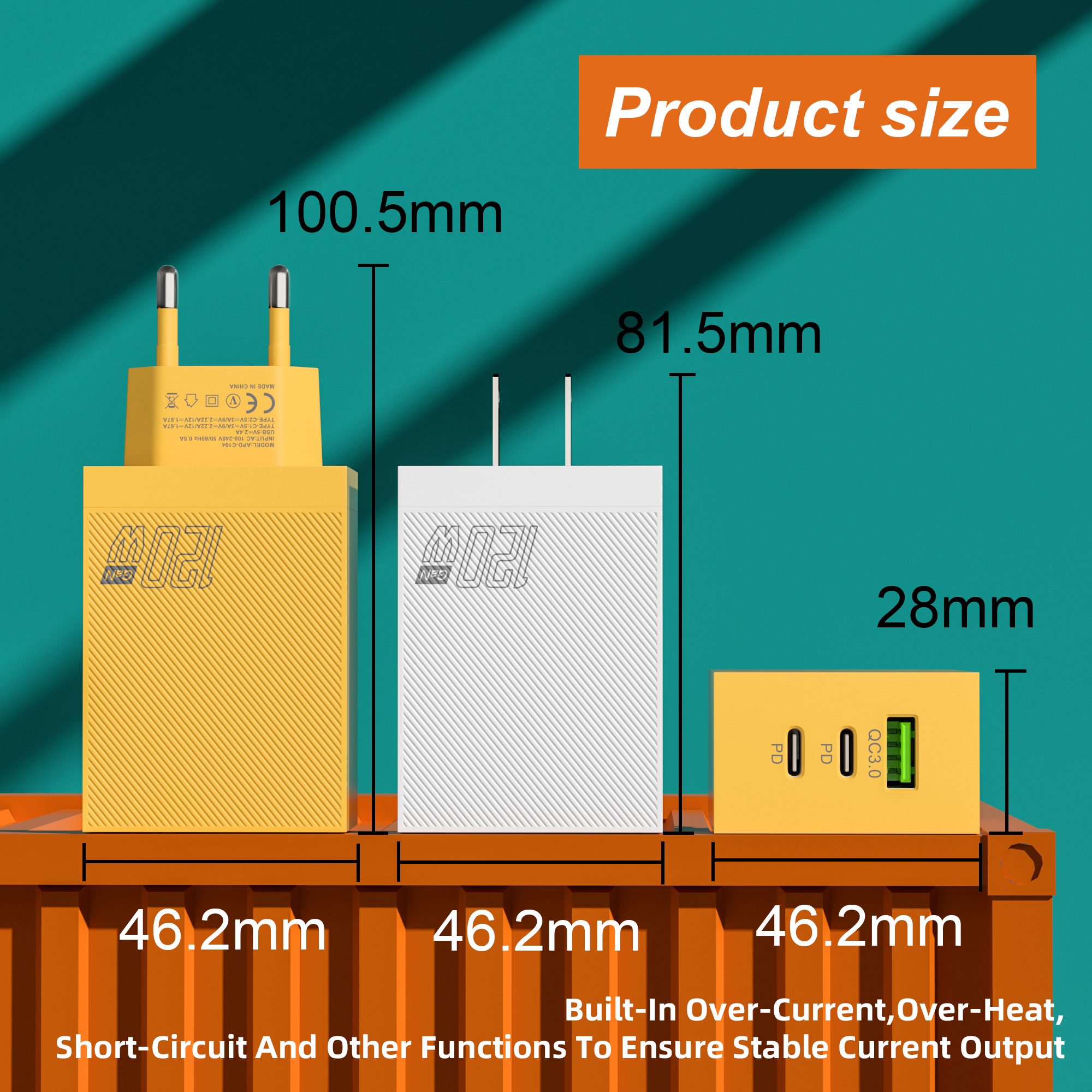 Xiaomi 120W carga rápida 3 puertos cargador de teléfono móvil cargadores USB tipo C adaptador de pared PD Dual enchufe UE/EE. UU. para iPhone Xiaomi