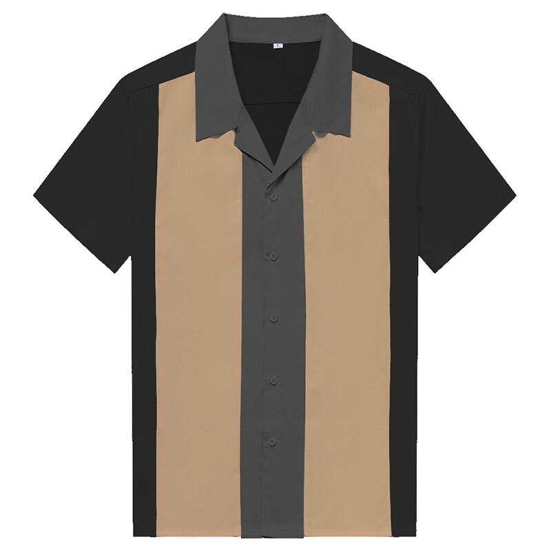 Charlie Harper Shirt Vertical Striped Shirts for Men 50s Rockabilly Shirt Button-Down Cotton Shirts Short Sleeve Vintage Dress: 6 / XXL
