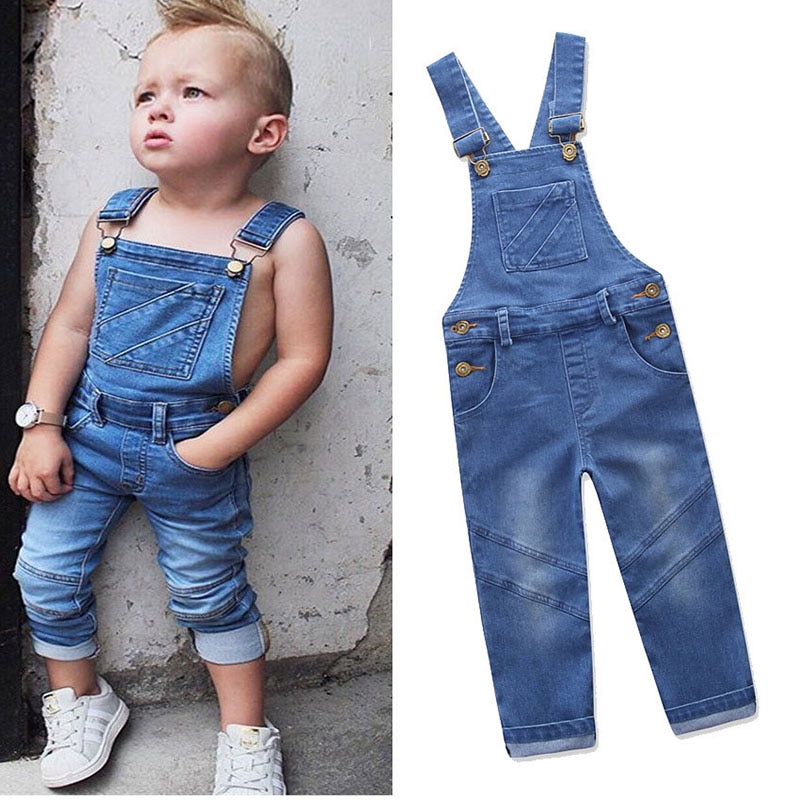 Denim Overalls Broek Jongen Meisje Broek Jeans Denim Jumpsuit Overlles Kids Herfst Winter Gat Jeans Jumpsuits Kleding