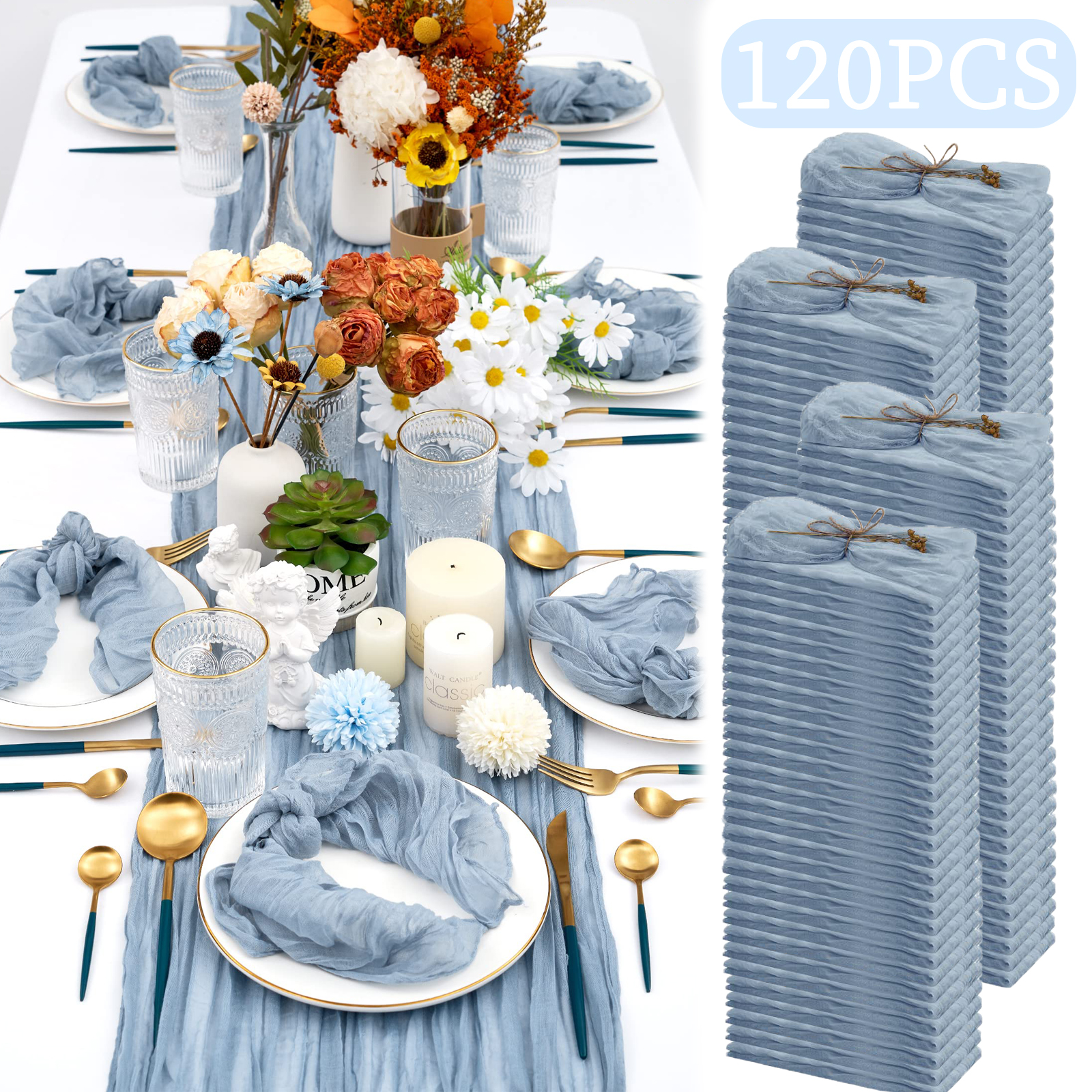 24-120 Stuks Salie Groene Bruiloft Servetten Doek Servetten Katoenen Gaas Handdoek 20Inch Servetten Dineren Placemats Feesttafel Decor