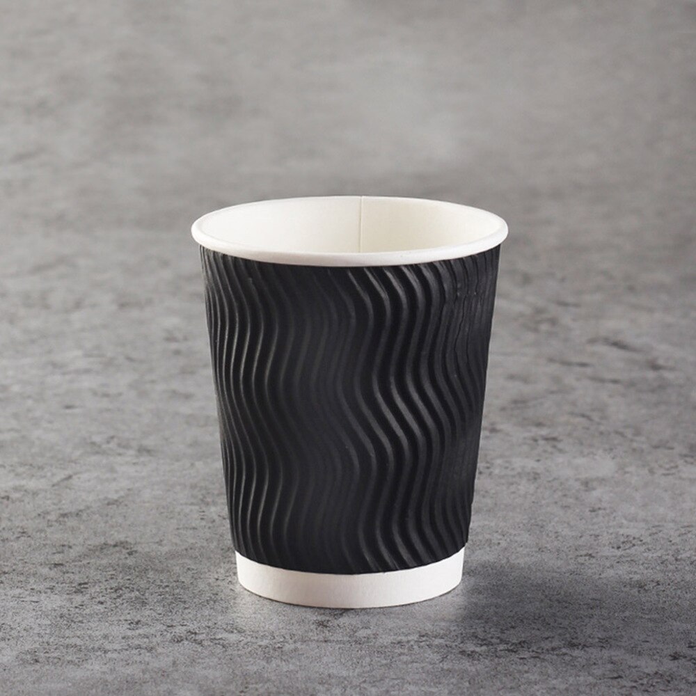 50 pcs Coffee Cups Disposable Threaded Takeaway Insulation Tableware for Restaurant Canteen
