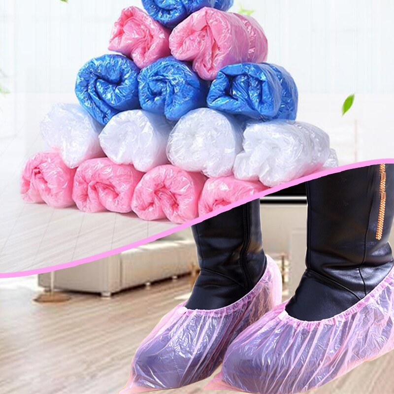 100PC Disposable Plastic Anti Slip Boot Safety Shoe Cover Cleaning Plastic Over Shoes Shoe Boot Covers Carpet Protectors