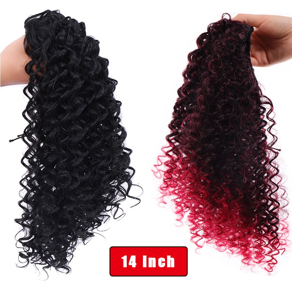 AILIADE 8-14 pouces synthétique plein d'entrain cheveux bouclés queue de cheval avec épingles à cheveux cordon pince en postiches Extensions de cheveux pour les femmes