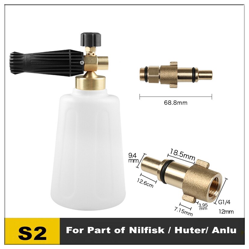 2l pistolets de nettoyage à pression, lance à mousse pour neige, canon à mousse, jet de lavage à dégagement rapide avec buses de pulvérisation pour karcher/bosch/lavor 4000 psi: Brun