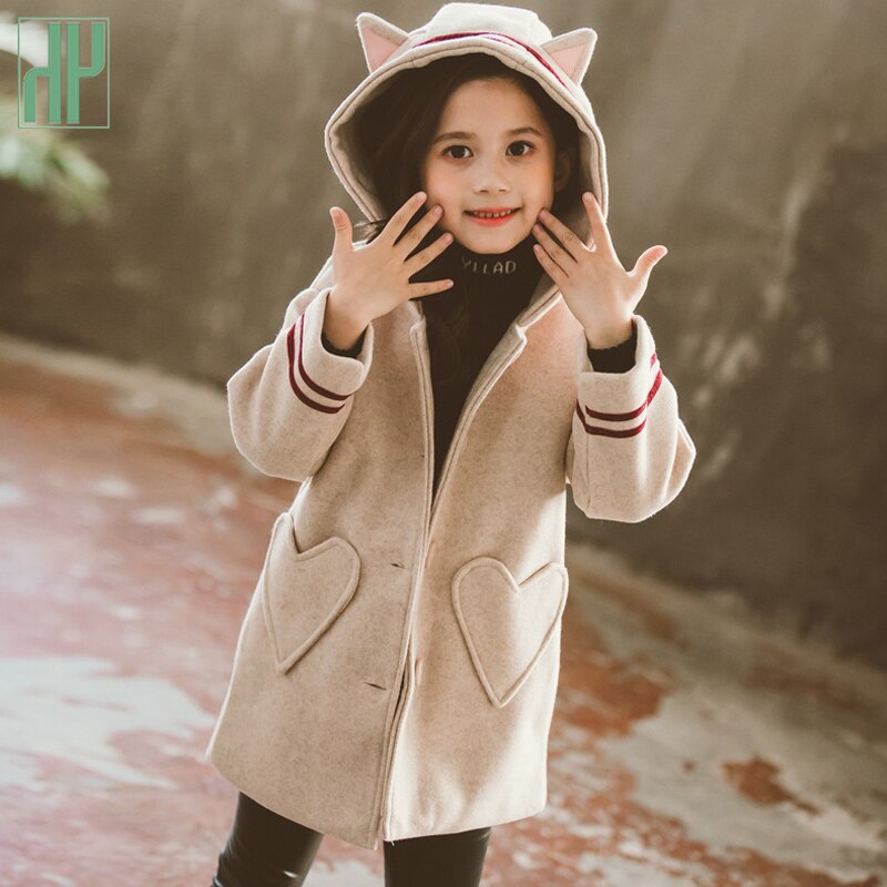 HH abrigos de para niños y niñas, abrigos de invierno para niñas, chaquetas largas de lana, gabardina para adolescentes, ropa cálida, trajes para niños