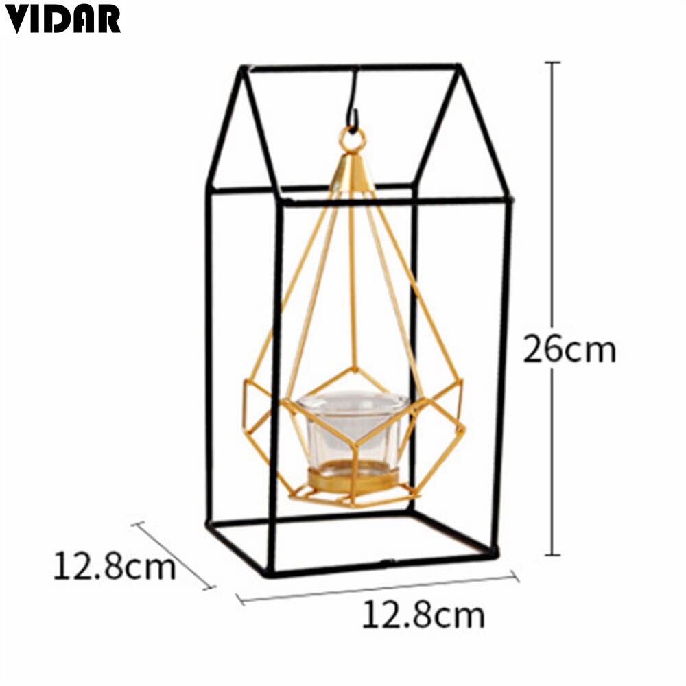 VIDAR-portavelas geométricos de hierro forjado, cesta colgante de Metal artesanal, candelabro de mesa: C