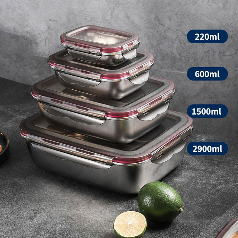 304 Stainlesss Stahl Leck nachweisen Picknick Kasten Mittagessen Kasten mit Deckel Bento Kasten Lebensmittel Lagerung Container Für freundlicher Tragbare Lebensmittel bento Kasten
