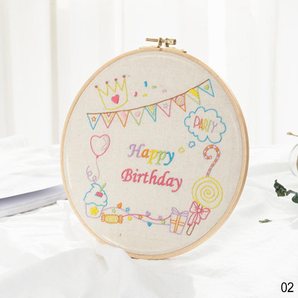DIY Letters Flowers Embroidery Kit Handcraft Needlework Cross Stitch Kit Cotton Embroidery Painting Embroidery Hoop Home Decor: 02