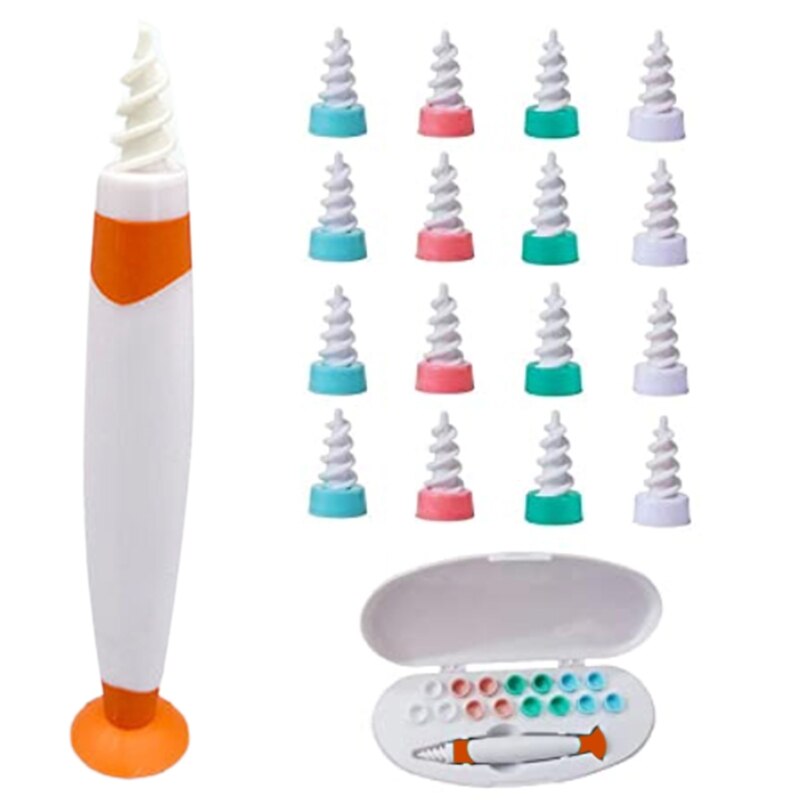 Ear Cleaner with 16 Replacement Heads Suction Cup Spiral Earwax Removal Tool Set