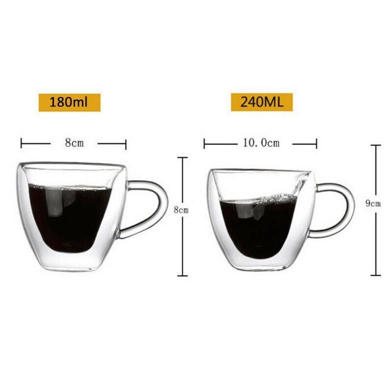 Taza de cristal transparente de doble pared en forma de corazón, resistente al calor, minitaza de doble vaso artesanal para té, 1 Uds., Mu D7G1