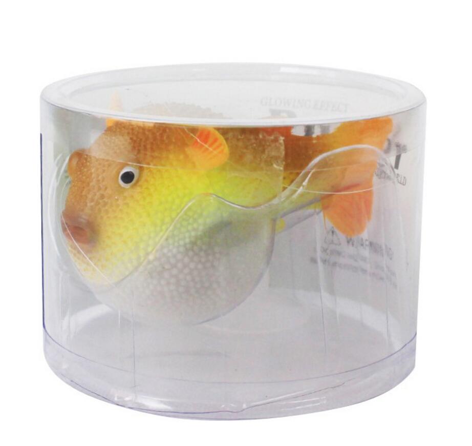 HU 1PCS Fish Tank Aquarium Artificial Puffer Fishpond Artificial Pufferfish Aquarium Decoration Glowing Effect Fish Ornament: yellow