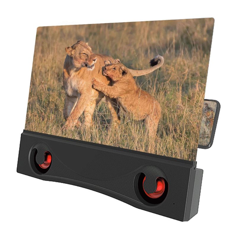 12 inch Mobile Phone 3D Screen Video -HD Amplifying Projector Stand with Speaker