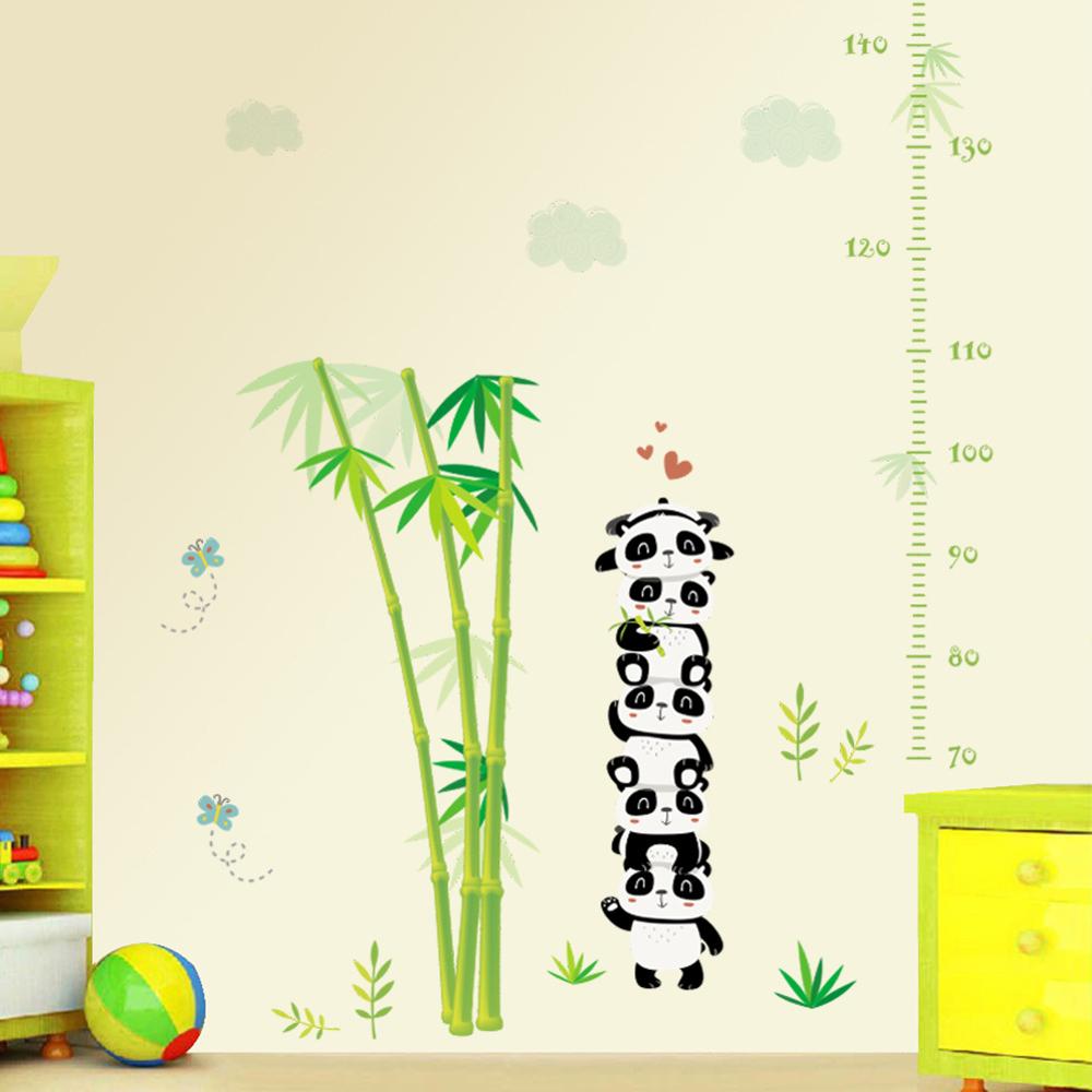 Cute Panda bamboo Wall Sticker Measuring height for kids rooms Bedroom living room home decorations Mural nursery Stickers