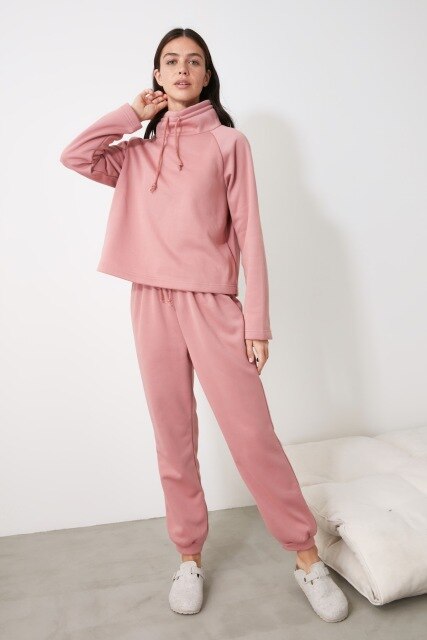 Trendyol jogger gebreide joggingbroek thmaw 21 ea 0400: Kleur roos / M