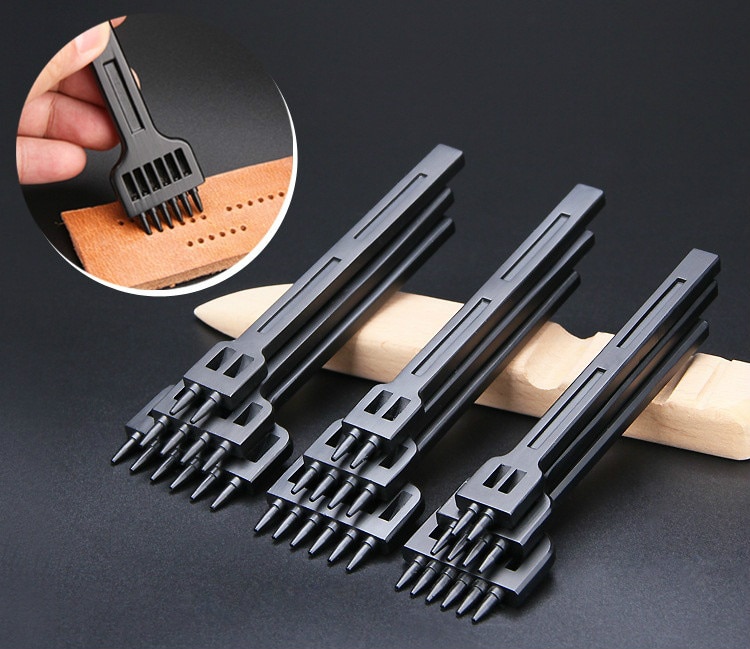 Troqueladora de agujeros redondos, cortador con de costura, herramienta para hacer agujeros de costura a mano, herramientas artesanales de cuero, espaciado, corte, 4/5/6mm, 2/4/6 agujeros