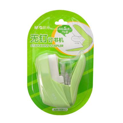 Máquina grapadora sin clavos ni grapas Mini grapadora sin grapas para libros sin grapas grapadora de papel sin grapas: green
