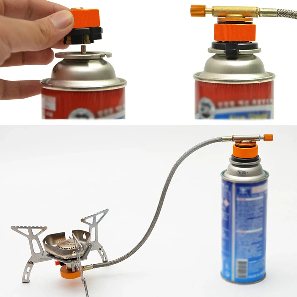 Convertidor de estufa de Gas para acampar al aire libre, cabezal de enlace de quemador de Gas, adaptador de tanque de Gas de aluminio, adaptador de llenado de propano para estufa de Camping al aire libre