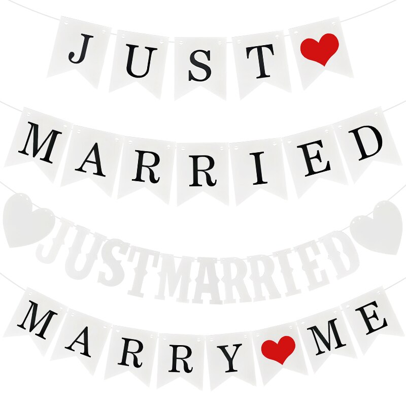 Wedding Decoration Bride/groom White"JUST MARRIED&amp;MARRY ME "letter Paper Garland Banner Paper Garland Banner Event Party Supply